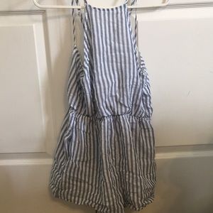 Blue and white striped romper brand new w/o tags